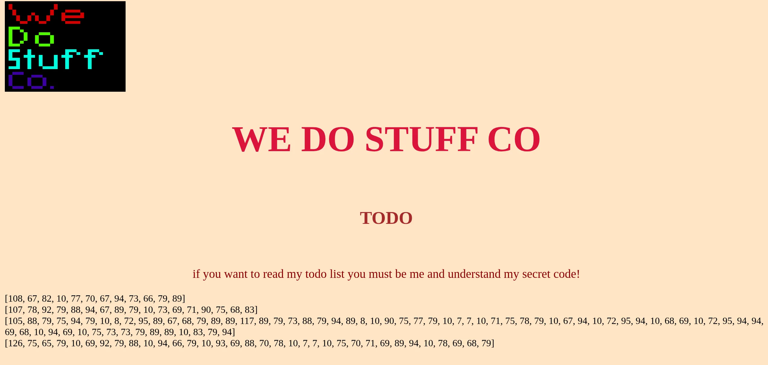 great admin todo list is just a bunch of lists of integers